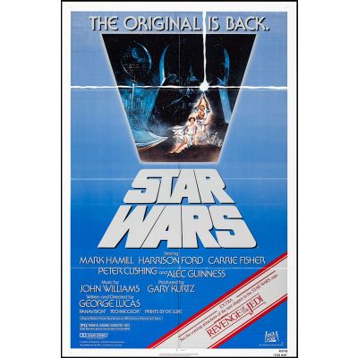 Vintage Movie Poster Star Wars, 1981  Starring Mark Hamill, Harrison Ford and Carrie Fisher