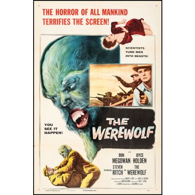Vintage Movie Poster 'The Werewolf', 1956 Starring Steven Ritch and Don Megowan