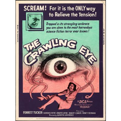 Vintage Movie Poster 'The Crawling Eye', 1958 Starring Forrest Tucker and Laurence Payne