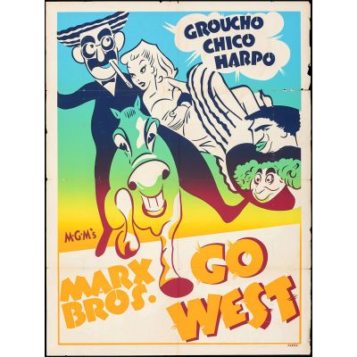 Vintage Movie Poster 'Go Wes't, 1940 Starring Groucho Marx and Chico Marx
