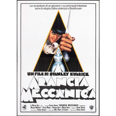 Vintage Movie Poster 'Clockwork Orange', 1972 Italian Starring Malcolm McDowell and Patrick Magee