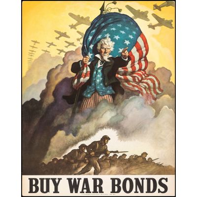 World War 2 Patriotic Poster, War Bonds Jumbo Window Card