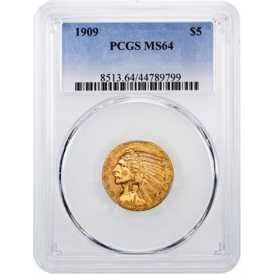 1909-P Indian Head Gold Half Eagle NGC/PCGS MS64