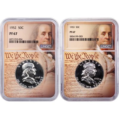 Set of 2: 1952 and 1953 Franklin Half Dollars NGC PF67 We the People Label