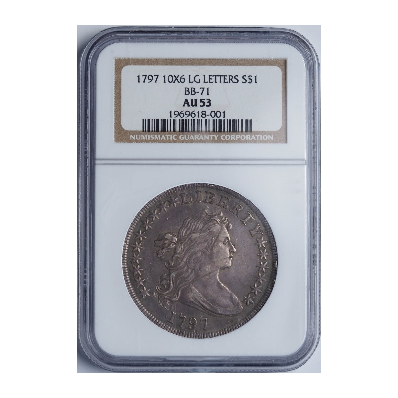 1797 Draped Bust, Small Eagle Bust Dollar -- NGC AU53
