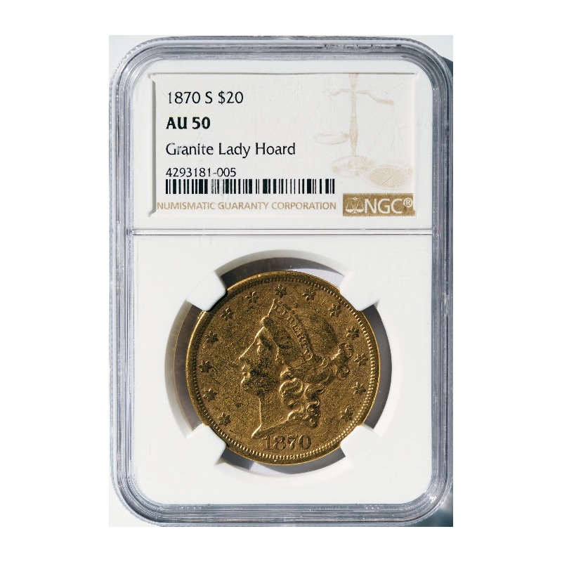 1870-S $20 Liberty -- NGC AU50