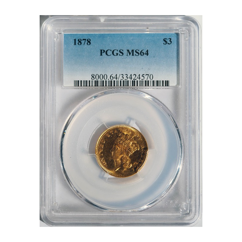 1878 $3 Gold Piece -- PCGS MS64