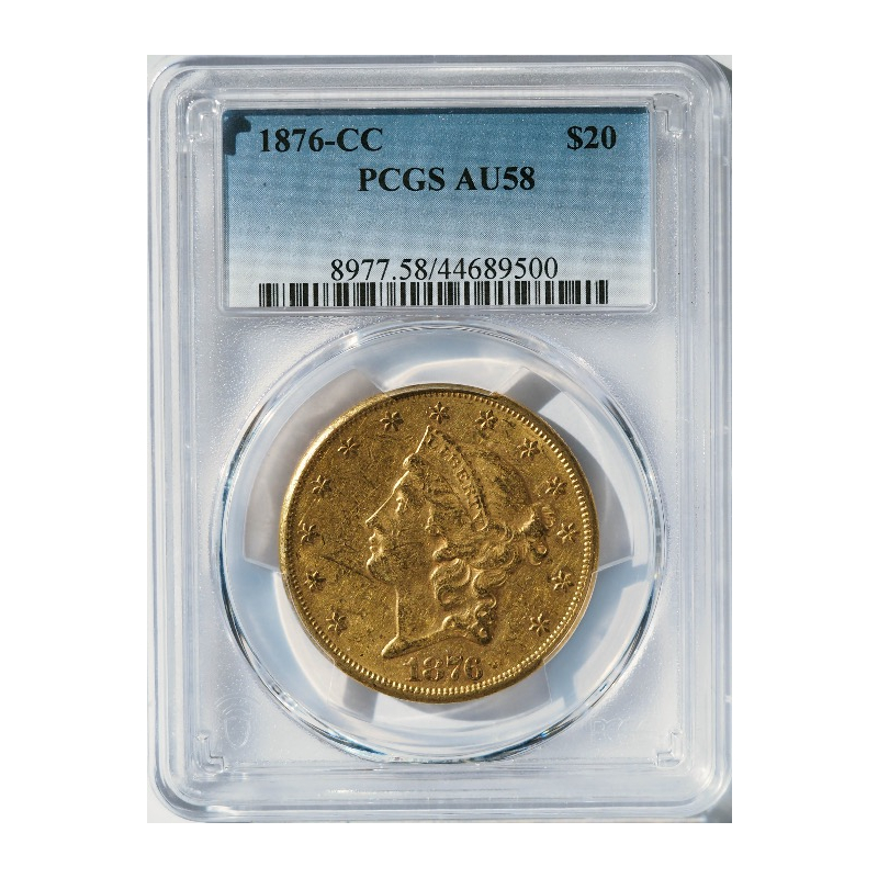 1876-CC $20 Liberty - PCGS AU58