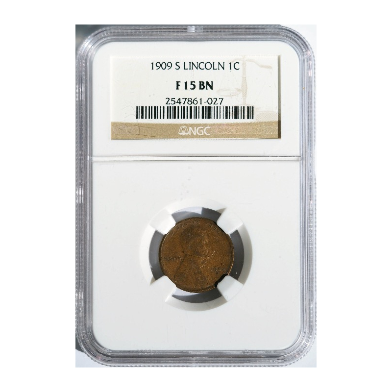 1909-S Lincoln Cent -- NGC F15 BN