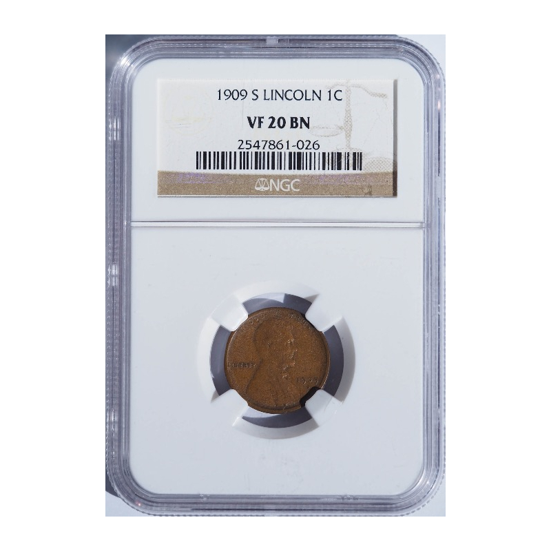 1909-S Lincoln Cent -- NGC VF20 BN