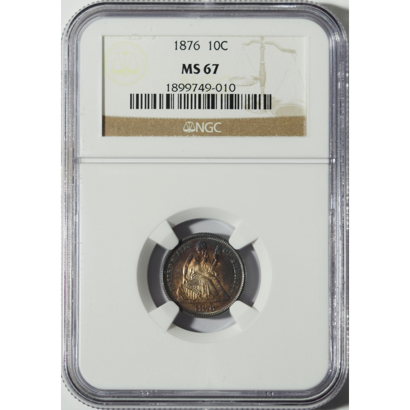 1876 Seated Dime -- NGC MS67